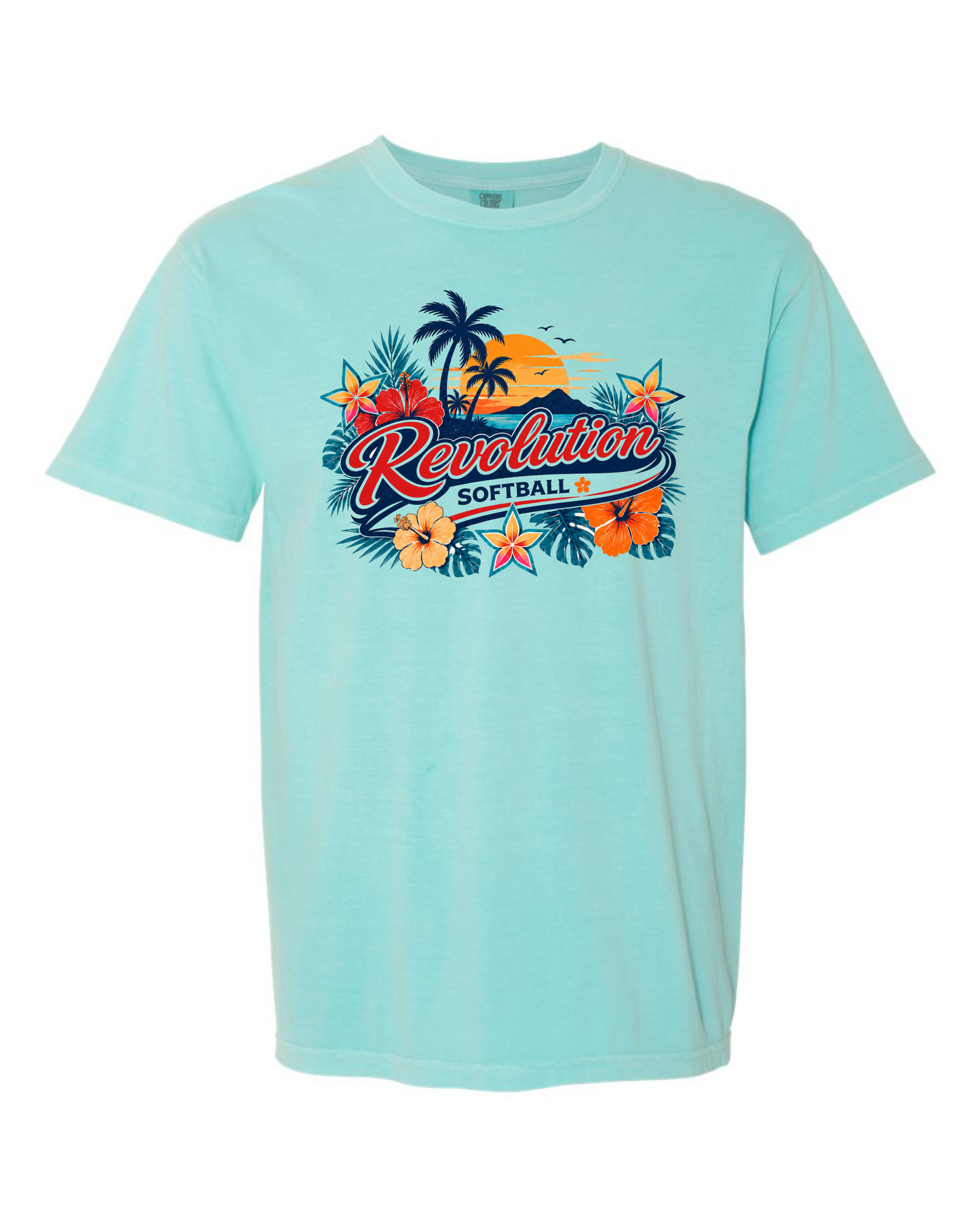 Revolution Softball (Hawaiian Design) - Comfort Color Short Sleeve T-shirt with Back Personalization