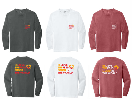 YVC Comfort Color Pocket Long Sleeve T-shirt with Back Print